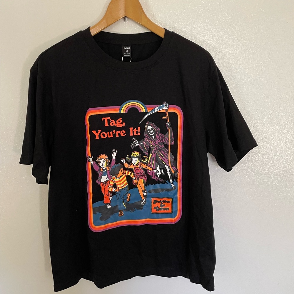 ROMWE X Stevenrhodes Unisex Letter Skull& Figure Graphic Tee